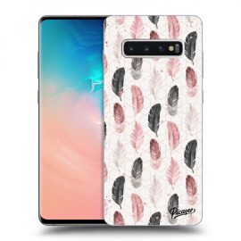 Picasee Silikónový prehľadný obal pre Samsung Galaxy S10 Plus G975 - Feather 2