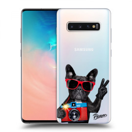 Picasee Silikónový prehľadný obal pre Samsung Galaxy S10 Plus G975 - French Bulldog