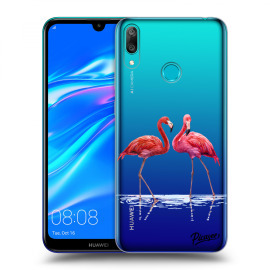 Picasee Silikónový prehľadný obal pre Huawei Y7 2019 - Flamingos couple