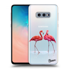 Picasee Silikónový prehľadný obal pre Samsung Galaxy S10e G970 - Flamingos couple