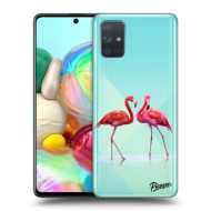 Picasee Silikónový prehľadný obal pre Samsung Galaxy A71 A715F - Flamingos couple - cena, porovnanie