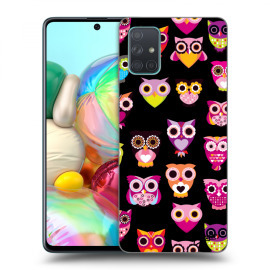 Picasee Silikónový čierny obal pre Samsung Galaxy A71 A715F - Owls