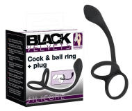 Black Velvet Cock & Ball Ring +Plug - cena, porovnanie