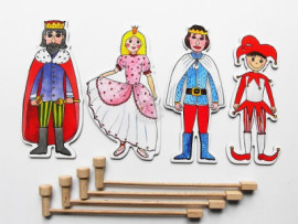 Marionetino Gašparko, princezná, princ, kráľ - bábky, tyčky