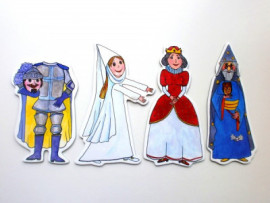 Marionetino Kráľovná, čarodejník, biela pani, rytier - bábky