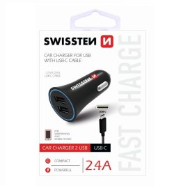 Swissten CL 2xUSB 2.4A + Kábel USB-C