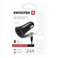 Swissten CL 2xUSB 2.4A + Kábel USB-C - cena, porovnanie
