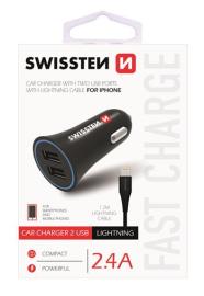 Swissten CL 2xUSB 2.4A + Kábel Lightning 1.2m