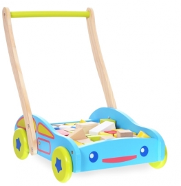 Eco Toys Drevený vozík s drevenými kockami - Autíčko