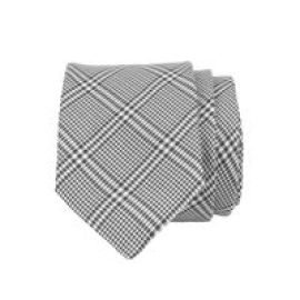 John & Paul Čierno-biela hodvábna kravata s pruhmi a vzorom
