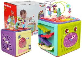 Lean Toys Vzdelávacia kocka s bludiskom, klávesami, hodinami