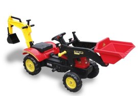 Lean Toys Šľapací traktor s buldozérom a červenou lyžicou