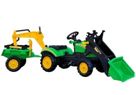 Lean Toys Traktor s prívesom a lopatou + rýpadlo