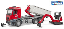 Bruder 3624 Mercedes-Benz Arocs Truck s kontajnerom a bagrom