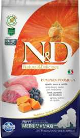 N&D Pumpkin Dog Puppy M/L Lamb & Blueberry 12kg