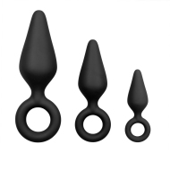 Easytoys Black Buttplugs with Pull Ring Set - cena, porovnanie