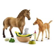 Schleich 42432 Sada žriebä a Quarter kôň so šteniatkom a doplnkami - cena, porovnanie