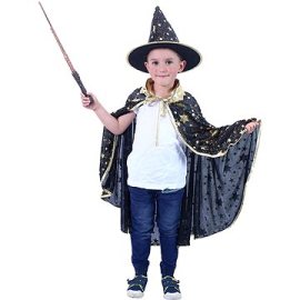 Rappa Čierny čarodejnícky plášť s klobúkom