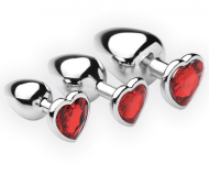 Frisky Chrome Hearts 3-Piece Butt Plug Set - cena, porovnanie