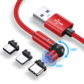Mobileu Nabíjací magnetický USB kábel 3v1, otočná hlavica