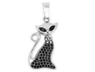 brunoshop.cz Prívesok MAČKA s kamienkami BLACK S2788 - cena, porovnanie