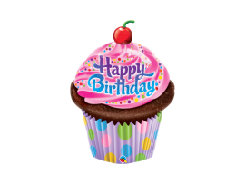 Qualatex Fóliový balónik Happy Birthday Cupcake