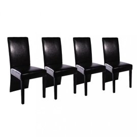 vidaXL Jedálenská stolička 4 ks umelá koža / drevo