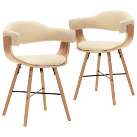 vidaXL Jedálenská stolička 2 ks ohýbané drevo koža