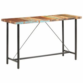 vidaXL Barový stôl masívne drevo / oceľ
