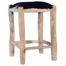 vidaXL Barová stolička pravá koža / drevo 288810