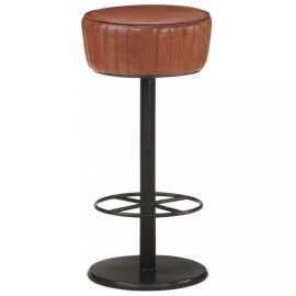 vidaXL Barová stolička pravá koža / oceľ 321871