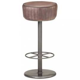 vidaXL Barová stolička pravá koža / oceľ 321873