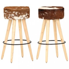 vidaXL Barové stoličky 2 ks drevo / pravá koža 288085