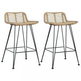 vidaXL Barové stoličky 2 ks ratan / kov 285232