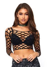 Leg Avenue Net Long Sleeved Crop Top