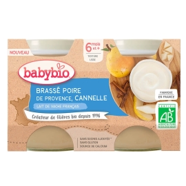 Babybio Brassé hruška škorica 2x130g