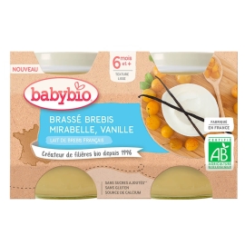 Babybio Brassé z ovčieho mlieka mirabelky vanilka 2x130g