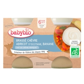 Babybio Brassé z kozieho mlieka marhuľa banán 2x130g