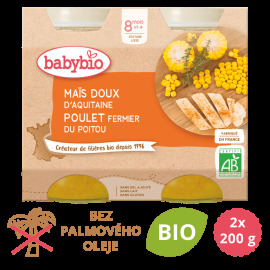 Babybio Sladká kukurica s kuracím mäsom 2x200g