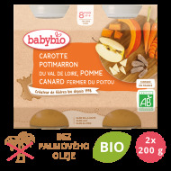 Babybio Mrkva, tekvica a jablká s kačacím mäsom 2x200g - cena, porovnanie