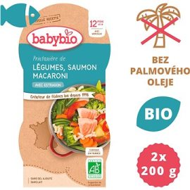 Babybio Jarná zelenina s lososom a makarónmi 2x200g