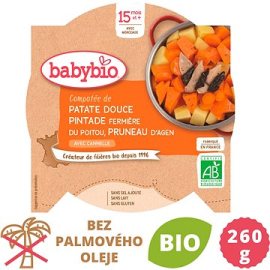 Babybio Sladké zemiaky s mäsom z perličky a sušenými slivkami 260g