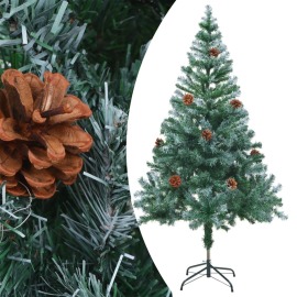 vidaXL Mrazom pokrytý vianočný stromček so šiškami 150cm