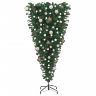 vidaXL Obrátený umelý vianočný stromček s LED a súpravou gulí 120cm - cena, porovnanie