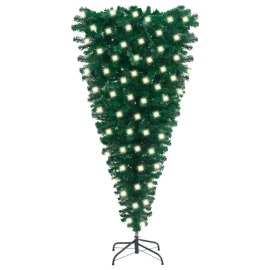vidaXL Obrátený umelý vianočný stromček s LED zelený 120cm