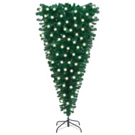vidaXL Obrátený umelý vianočný stromček s LED zelený 150cm - cena, porovnanie