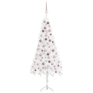vidaXL Rohový umelý vianočný stromček s LED a guľami biely 180cm PVC - cena, porovnanie