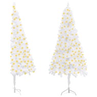 vidaXL Rohový umelý vianočný stromček s LED biely 210cm PVC - cena, porovnanie