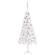 vidaXL Rohový umelý vianočný stromček s LED s guľami biely 240cm PVC - cena, porovnanie