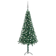 vidaXL Rohový umelý vianočný stromček s LED s guľami zelený 240cm PVC - cena, porovnanie